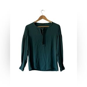 Kobi Halperin Green Smocked 100% Silk Blouse Medium Luxury Designer Clothing